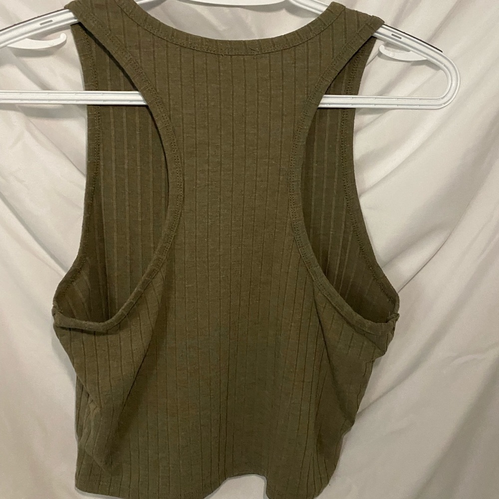 Green Ribbed Halter Top - Picture 3 of 4